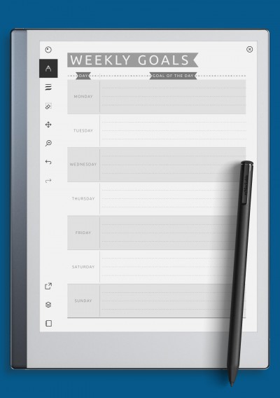 reMarkable 7 Days Weekly Goals Template - Casual Style