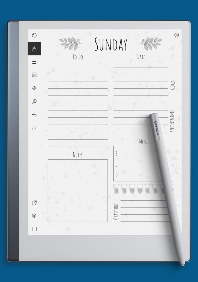 reMarkable Botanical Aquarelle Weekly Planner Template