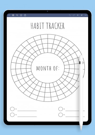 Circular Monthly Habit Tracker Template for Notability
