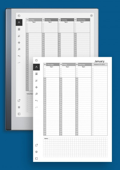 reMarkable Weekly Hourly Planner Template Dated