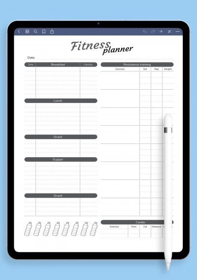 Complex fitness template for GoodNotes