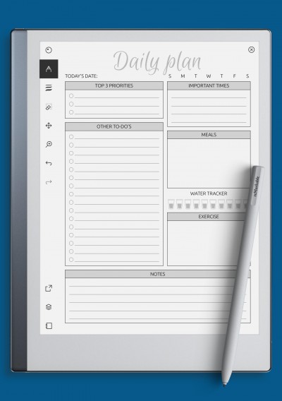 reMarkable Daily Plan Template with to-do & important times