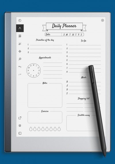 reMarkable Daily Planner Template With Scribble Away Section