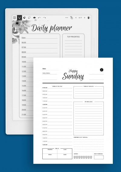 Daily Planner Templates 5 in 1 Bundle for Supernote