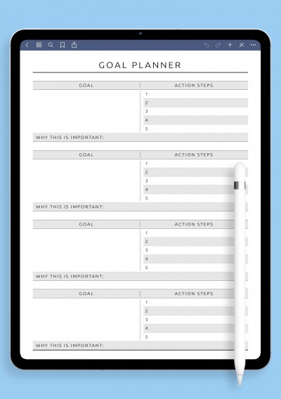 Fitness Goal Planner Template for GoodNotes