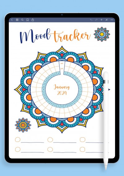 Mandala Mood Tracker Template for GoodNotes
