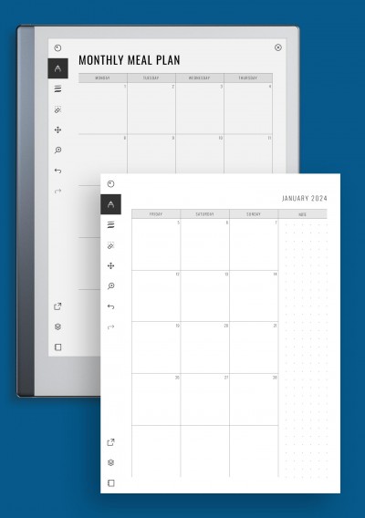 reMarkable Monthly Meal Plan Template