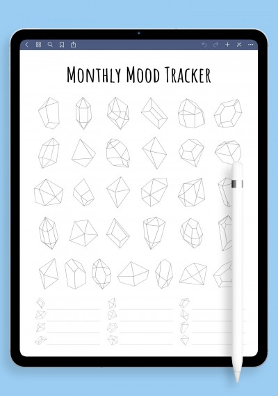 iPad Monthly Mood Tracker Template - Crystals