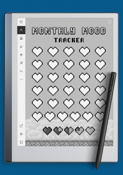 reMarkable Monthly Mood Tracker Template - Hearts