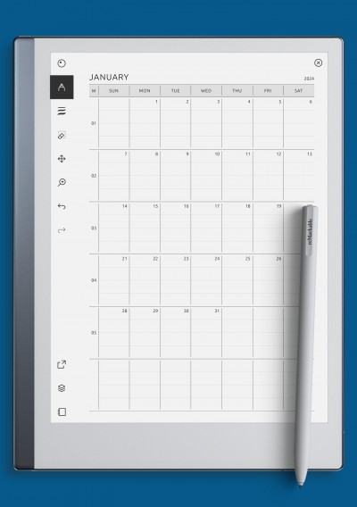 reMarkable One Page Lined Monthly Calendar