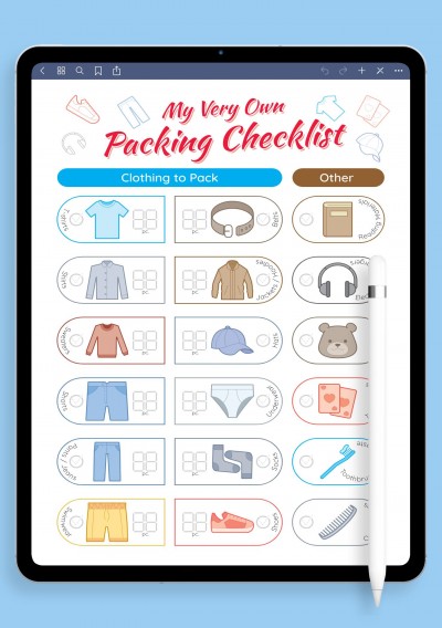 iPad Packing Checklist for Boy
