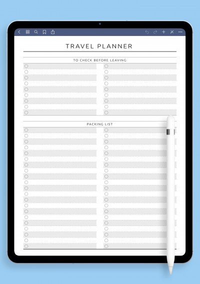 Packing List - Original Style Template for iPad
