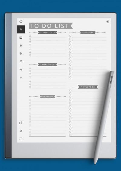 reMarkable Party To Do List Template - Casual Style 