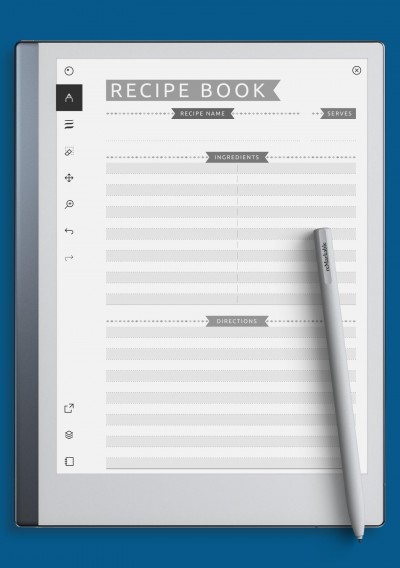 reMarkable Recipe Book Template - Casual Style