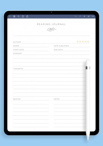 GoodNotes Simple Reading Journal Template