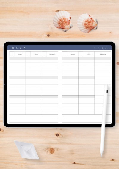 iPad Undated Work Week Schedule Template