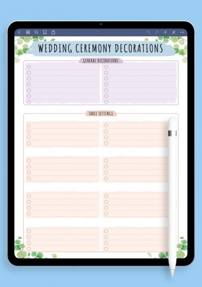Wedding Ceremony Decorations Template - Floral for iPad