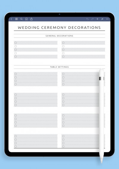 Notability Wedding Ceremony Decorations Template - Original
