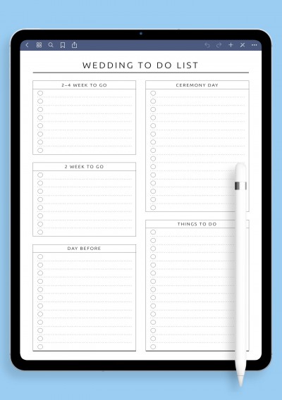Notability Wedding To Do List Template - Original