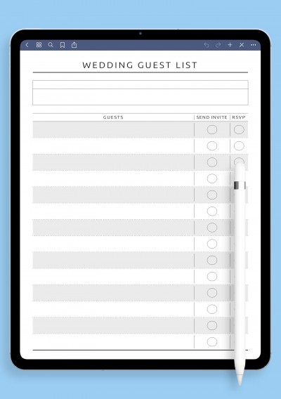 iPad Pro Wedding Guest List - Original Style Template