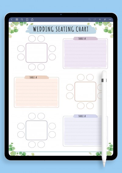 Notability Wedding Seating Chart Template - Floral