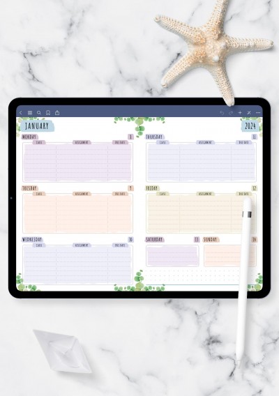Notability Week Schedule - Floral Style Template