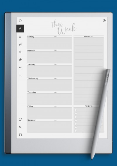 reMarkable This Week Plan Template 