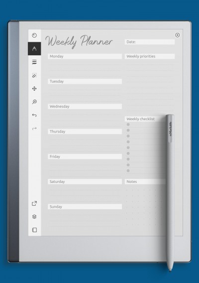 reMarkable Weekly Planner Template with Checklist