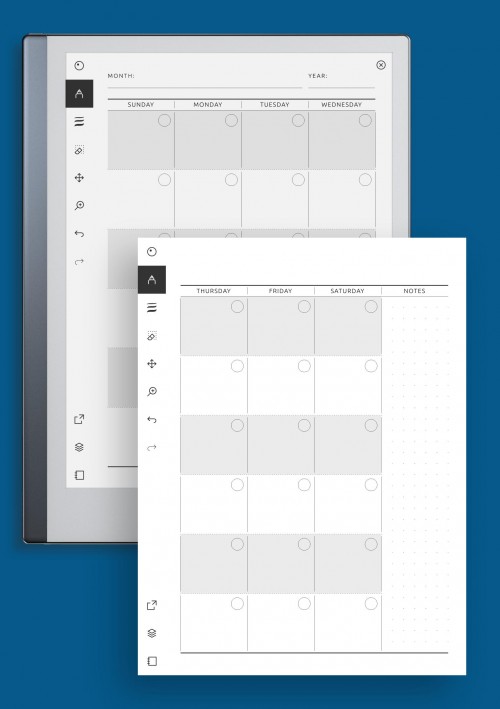 reMarkable Monthly Calendar Planner Undated - Original Style