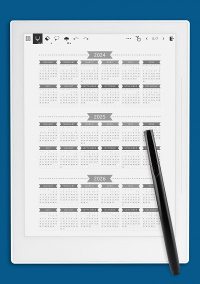 3-year Calendar Template - Casual Style for Supernote