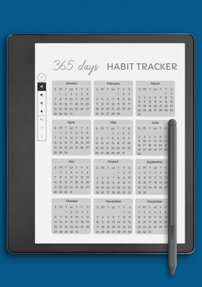 365 Days Habit Tracker Template template for Kindle Scribe