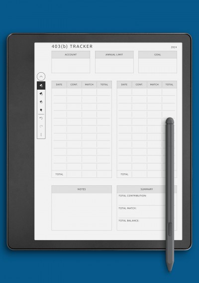 403 b Retirement Plan Template for Kindle Scribe