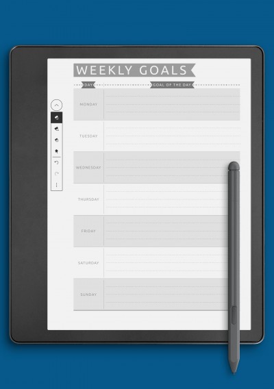 7 Days Weekly Goals - Casual Style Template for Kindle Scribe