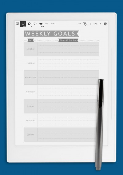 Supernote A6X 7 Days Weekly Goals - Casual Style Template