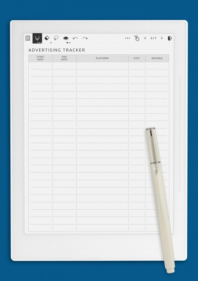 Advertising Tracker Template for Supernote