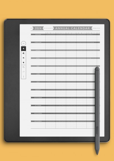 Annual Calendar Template - Casual Style template for Kindle Scribe