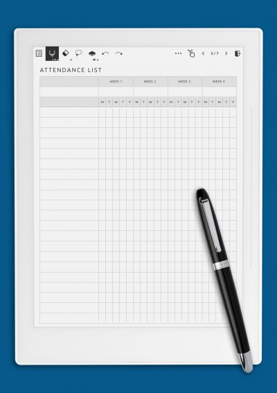 Attendance List Template for Supernote