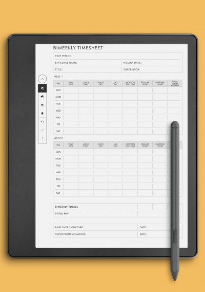 Biweekly Timesheet Template template for Kindle Scribe