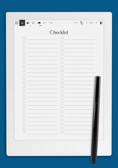 Blank Checklist Template for Supernote