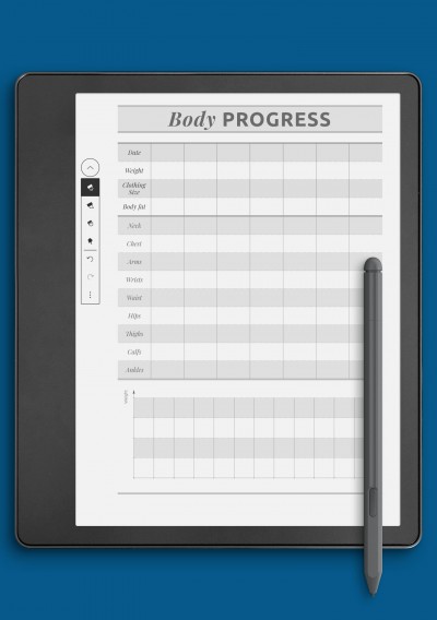 Body progress template for Kindle Scribe