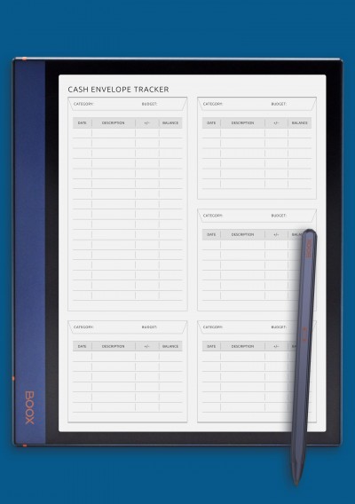 BOOX Note Cash Envelope Tracker Template