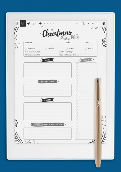 Christmas Party Plan Template for Supernote A6X