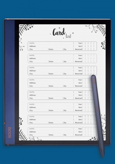 Christmas Style - Card List Template for BOOX Note