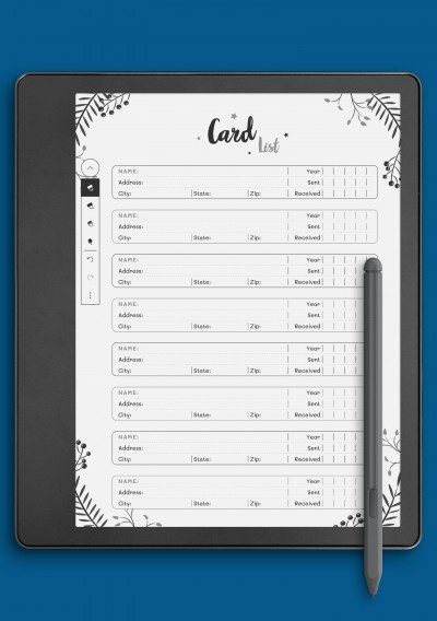 Christmas Style - Card List Template for Kindle Scribe