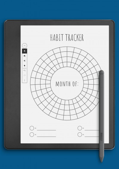 Circular Monthly Habit Tracker Template for Kindle Scribe
