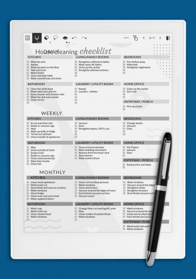 House Cleaning Checklist Template for Supernote A5X