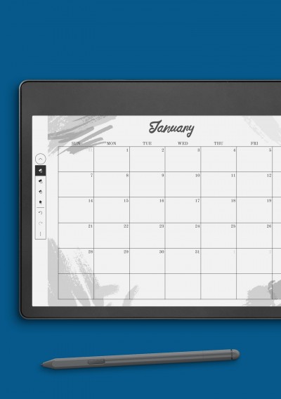 Amazon Kindle Colored Monthly Calendar