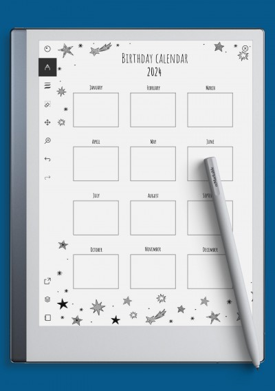 reMarkable Stars Birthday Calendar Template