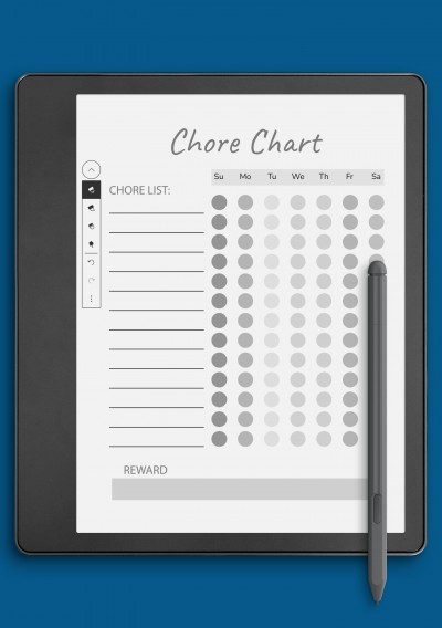 Colored Weekly Chore Chart Template template for Kindle Scribe