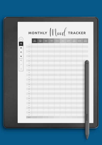 Monthly Mood Tracker Template template for Kindle Scribe